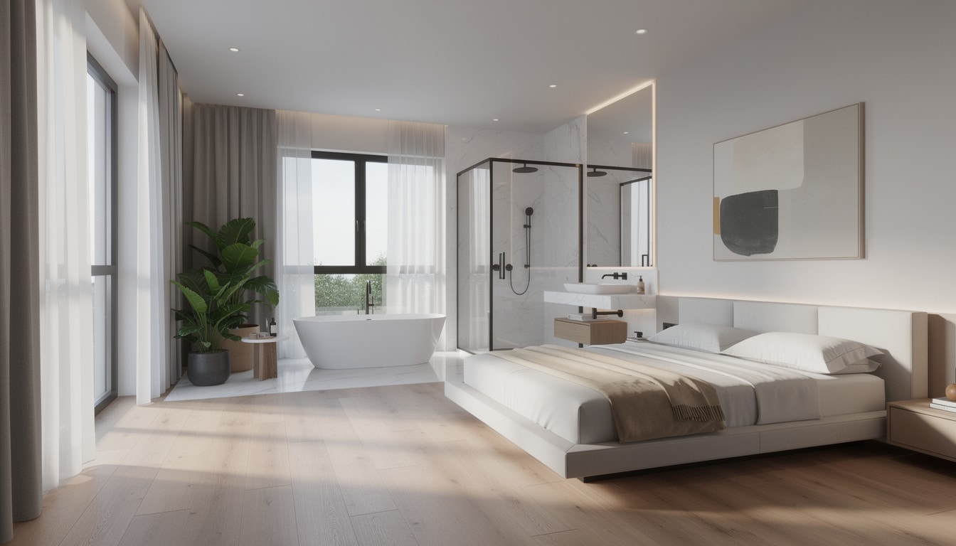 découvrez des idées et aménagements tendance pour une chambre avec salle de bain ouverte, alliant design moderne et confort pour un espace élégant et fonctionnel.