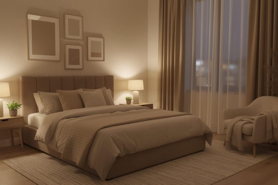 découvrez des idées déco cosy et élégantes pour aménager votre chambre beige et taupe, créant une ambiance chaleureuse et apaisante idéale pour se détendre.